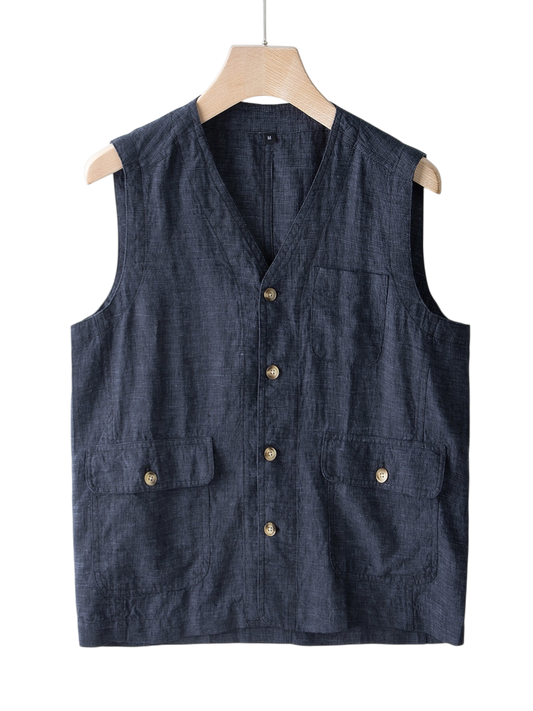 Weste Damen Leicht Sommer Casual Indigo Waschung