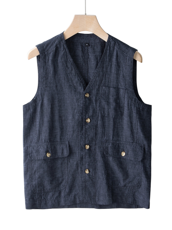 Weste Damen Leicht Sommer Casual Indigo Waschung