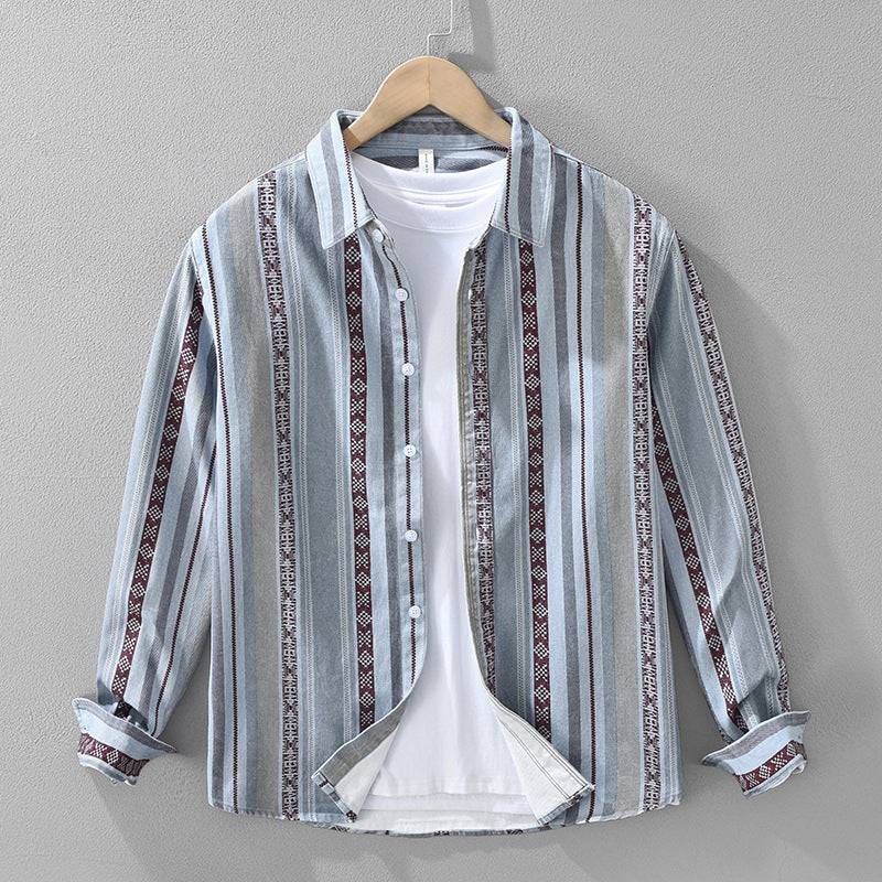 Hemd Herren Relaxed Fit Casual mit Streifenstruktur