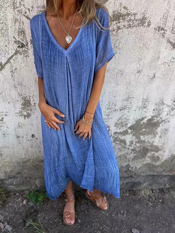 Luftiges V-Ausschnitt Kleid für Damen im lässigen, eleganten Stil