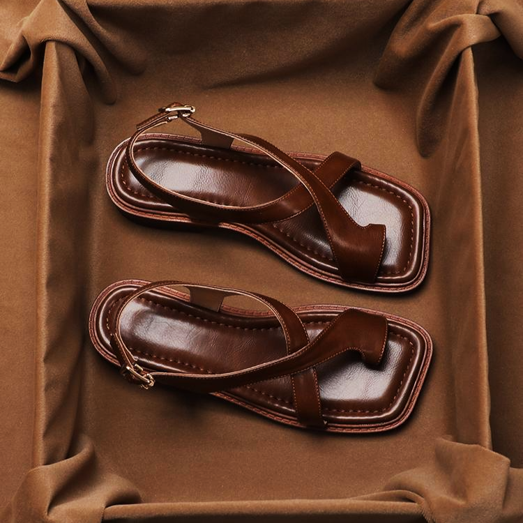 Ledersandalen Damen Verstellbar Freizeit Sommer Komfort