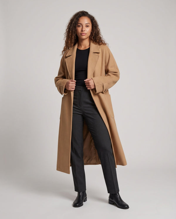 Damen Mantel mit A-Linie, Reverskragen und aufgesetzten Taschen