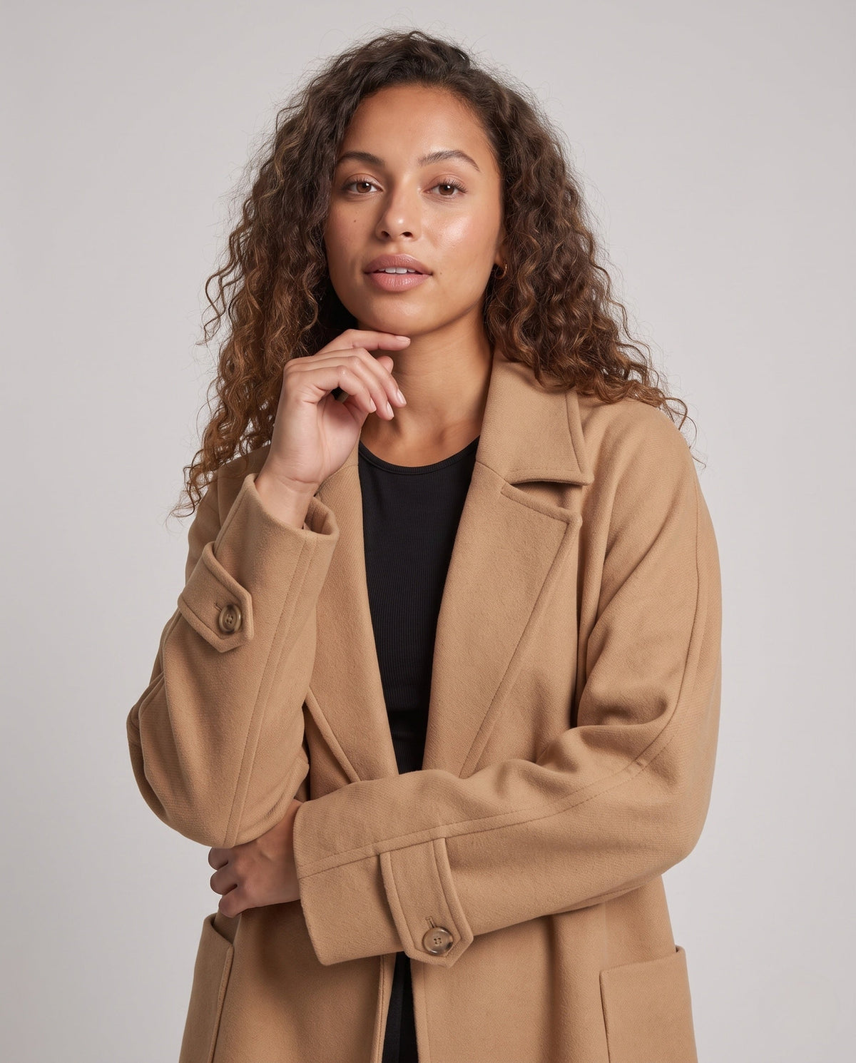 Damen Mantel mit A-Linie, Reverskragen und aufgesetzten Taschen