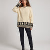 Damen Oversize Pullover Casual Norwegermuster Rippbündchen