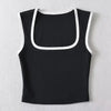 Crop Top Damen Slim Fit Casual Quadrat Ausschnitt