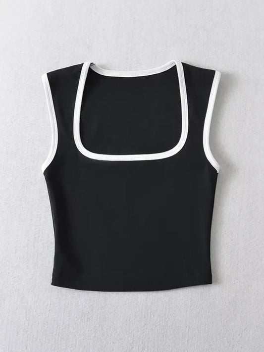 Crop Top Damen Slim Fit Casual Quadrat Ausschnitt