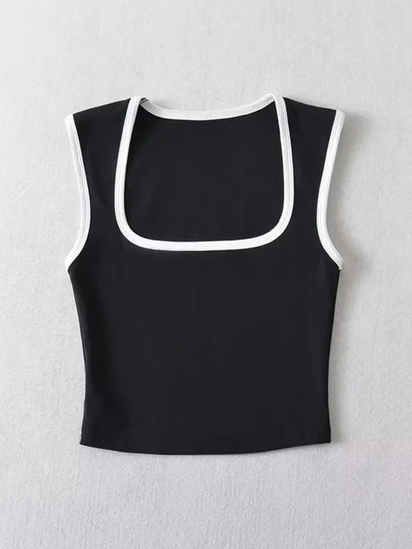 Crop Top Damen Slim Fit Casual Quadrat Ausschnitt