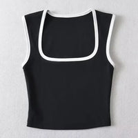 Crop Top Damen Slim Fit Casual Quadrat Ausschnitt