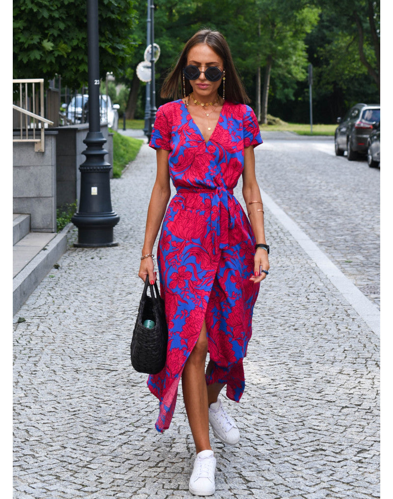 Maxikleid Damen Regular Fit Sommer Casual mit Blumenprint