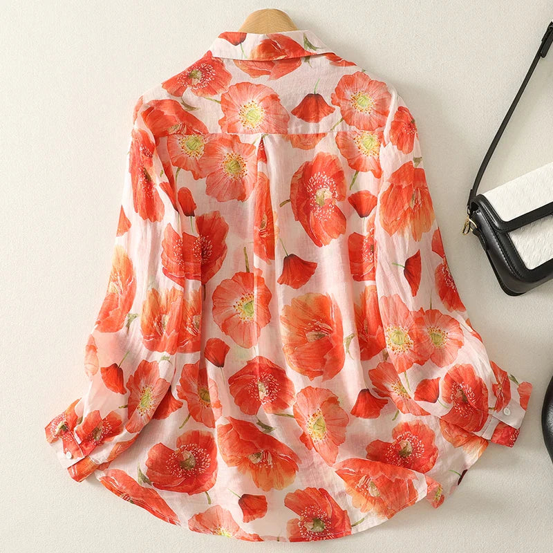 Top Damen Leicht Sommer Casual Relaxed Fit Floral
