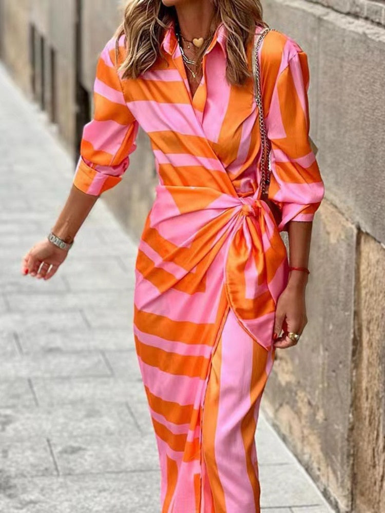 Maxikleid Damen Wickeldesign Sommer Regular Fit Freizeit