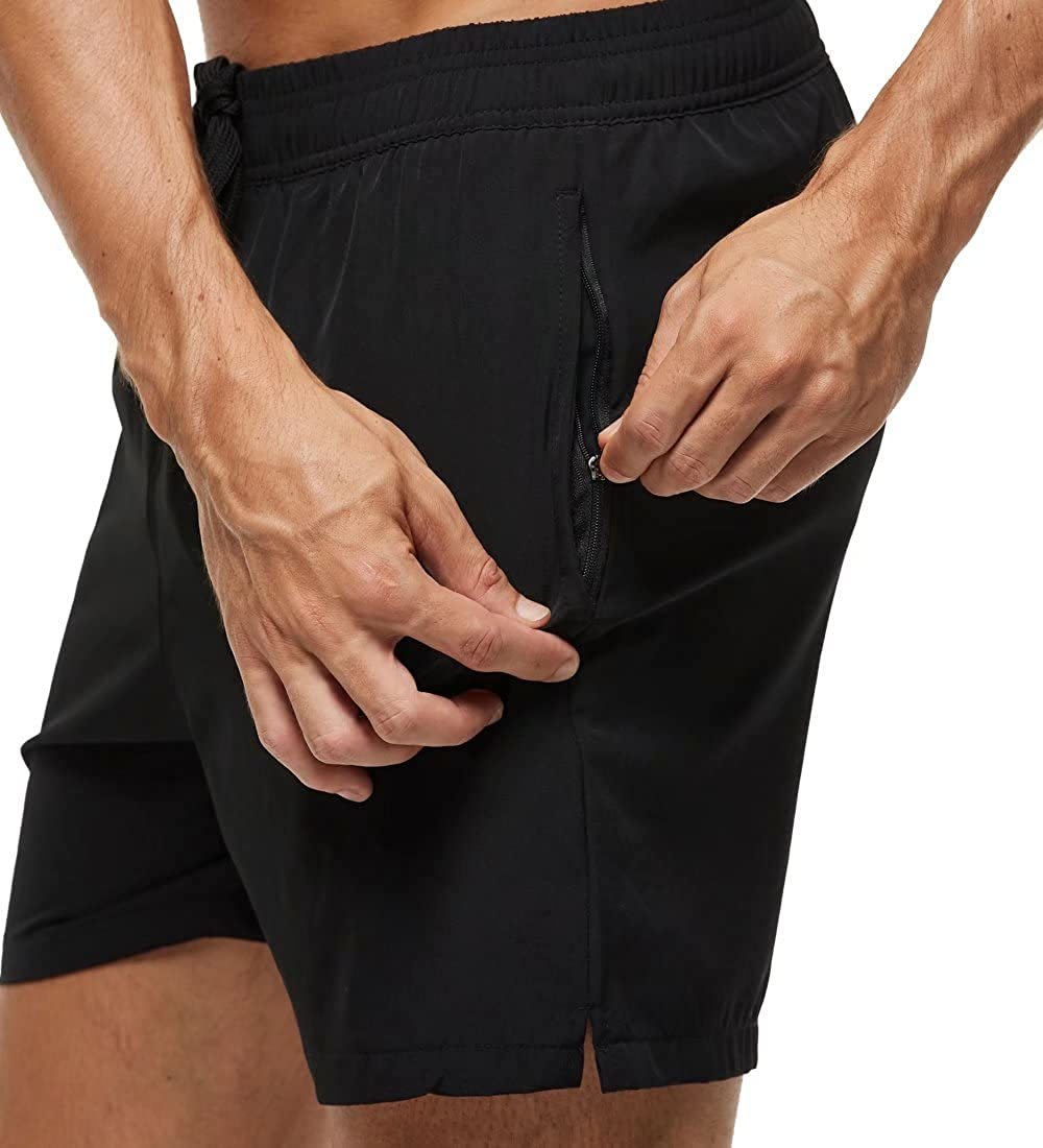 Herren Badehose Regular Fit Freizeit mit Reißverschlusstasche und Kordelzug