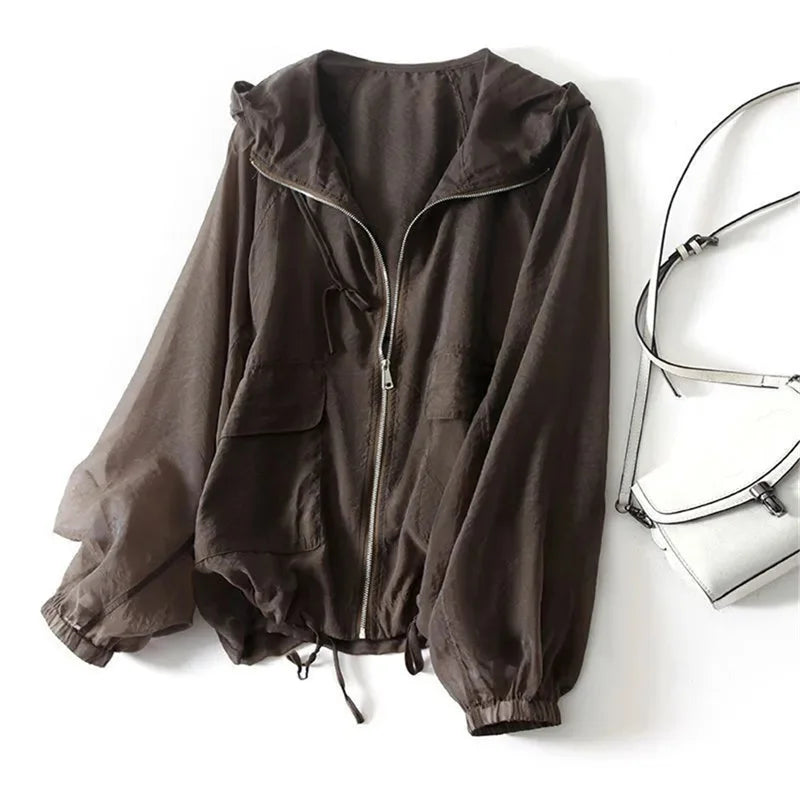 Hoodie Damen Leicht Atmungsaktiv Sommer Casual