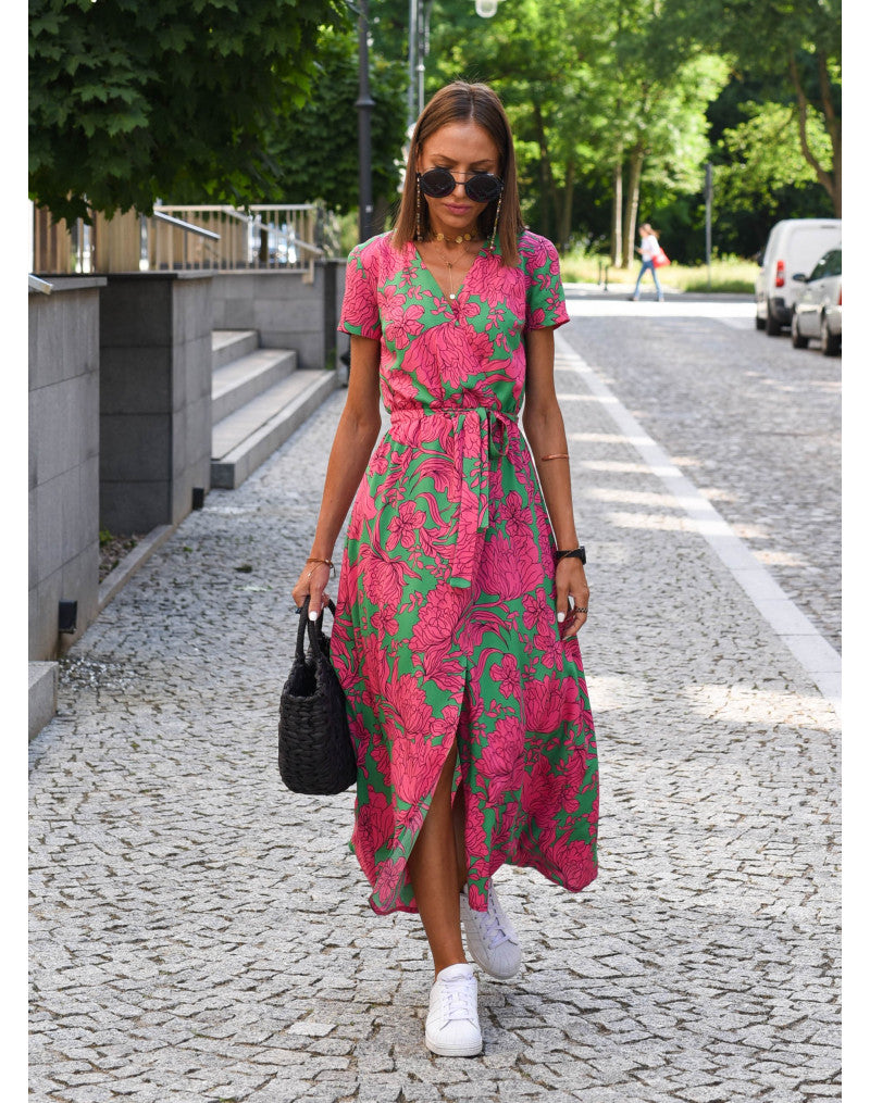 Maxikleid Damen Regular Fit Sommer Casual mit Blumenprint