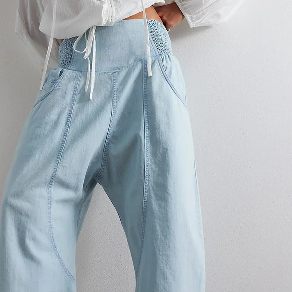 Damen Haremshose Weit Schnitt Casual Relaxed Fit