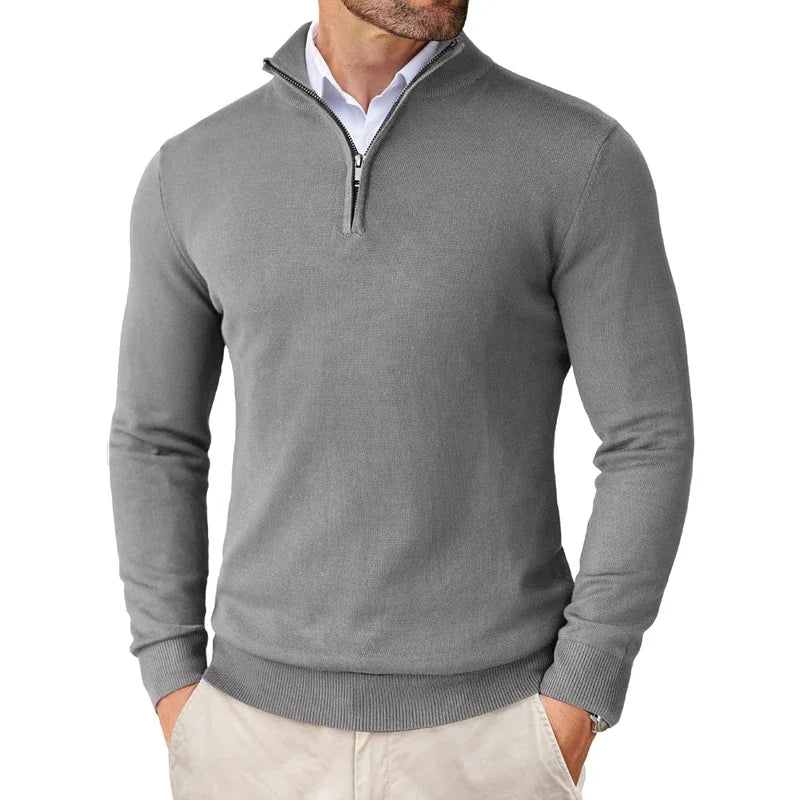 Herren-Pullover mit Halbreißverschluss | strukturierte Ausführung