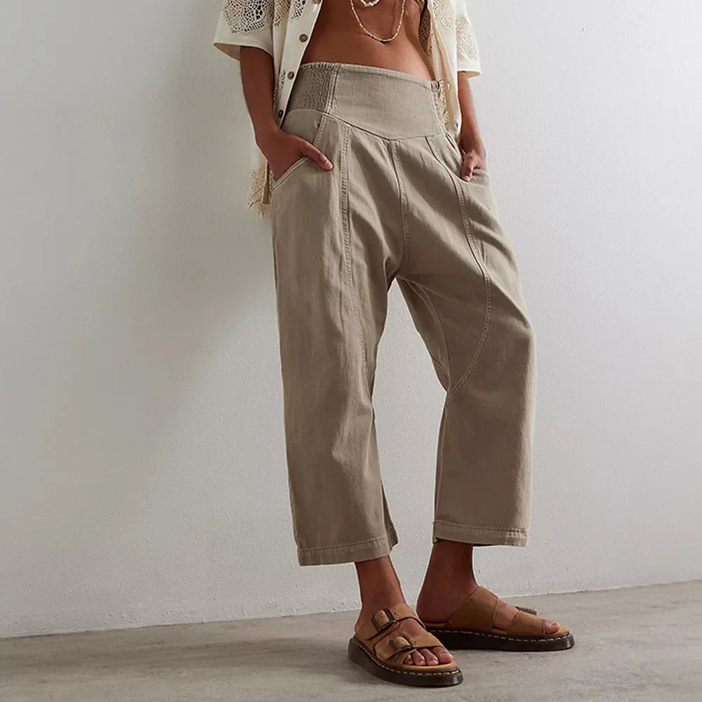 Damen Haremshose Weit Schnitt Casual Relaxed Fit