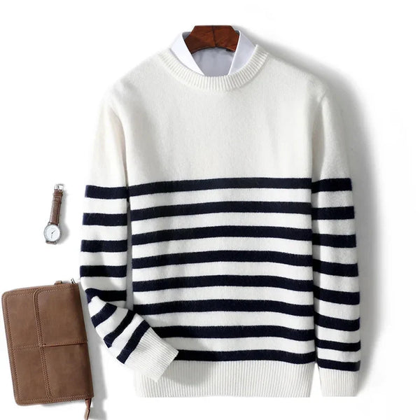 Pullover Damen Regular Fit Winter Casual Navy Gestreift