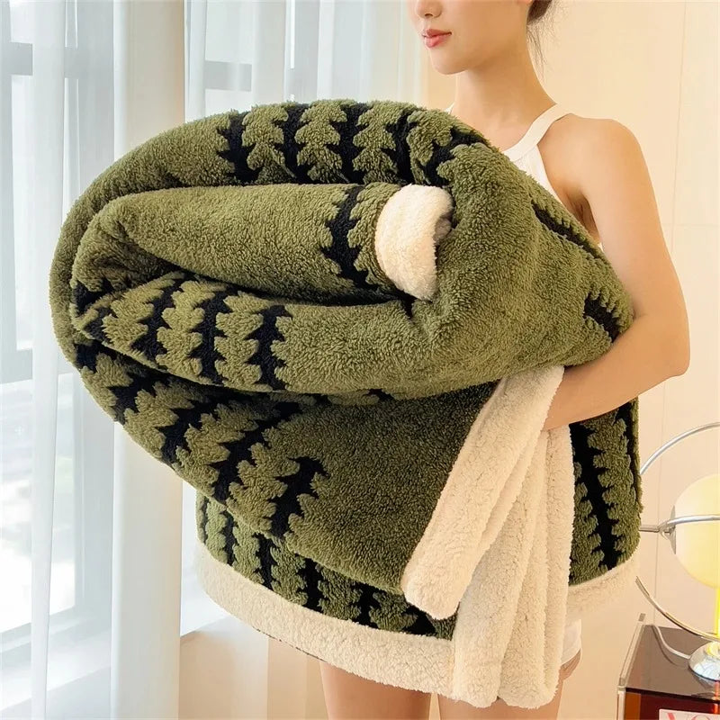Flauschige Decke mit Plüsch-Sherpa-Fleece