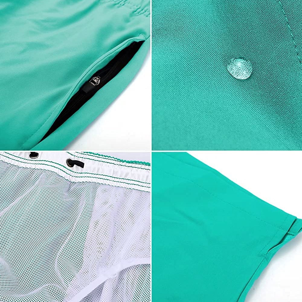 Herren Badehose Regular Fit Freizeit mit Reißverschlusstasche und Kordelzug