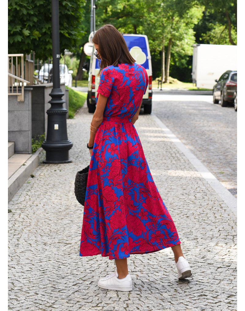 Maxikleid Damen Regular Fit Sommer Casual mit Blumenprint