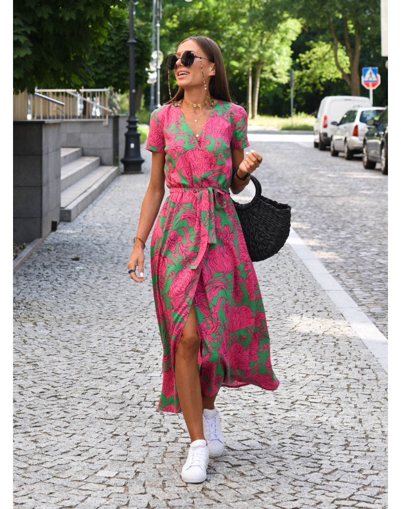 Maxikleid Damen Regular Fit Sommer Casual mit Blumenprint