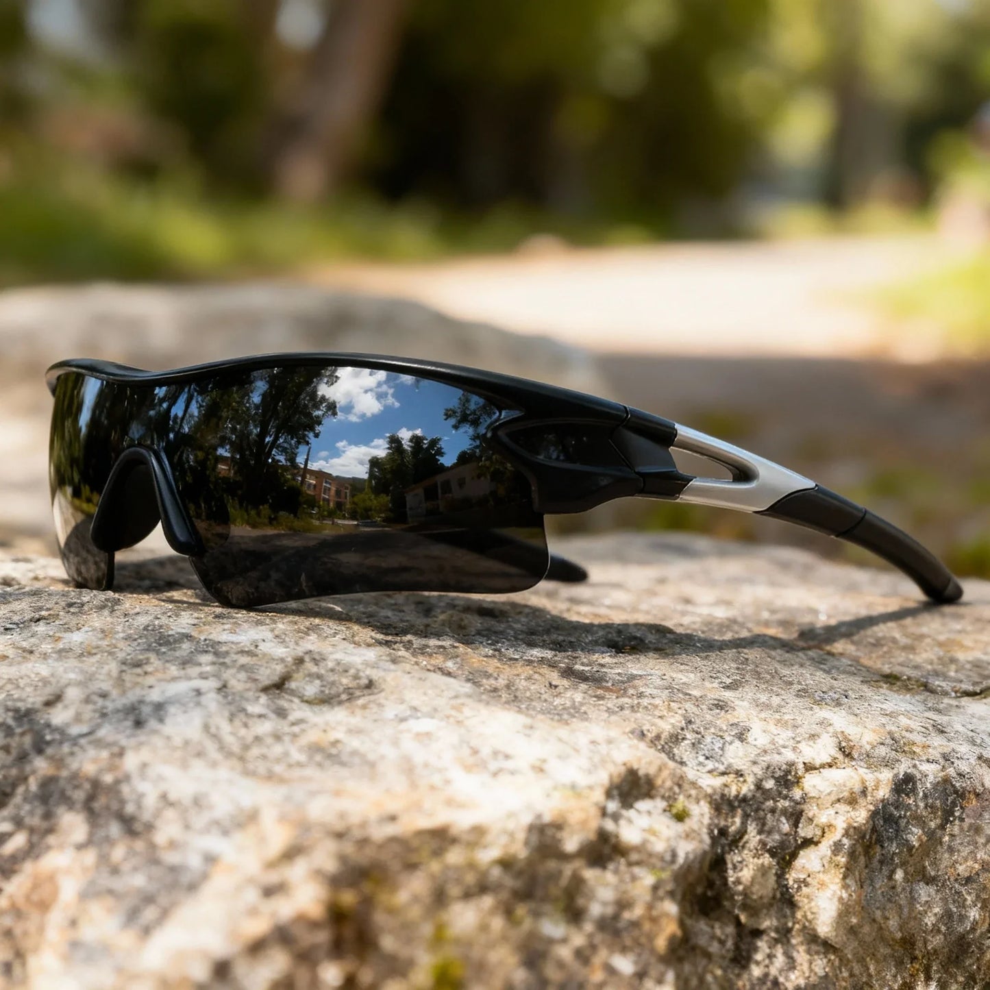 Herren Sport-Sonnenbrille I Velo Brille Wraparound Verspiegelt Outdoor