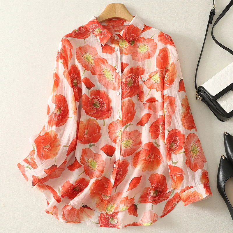 Top Damen Leicht Sommer Casual Relaxed Fit Floral