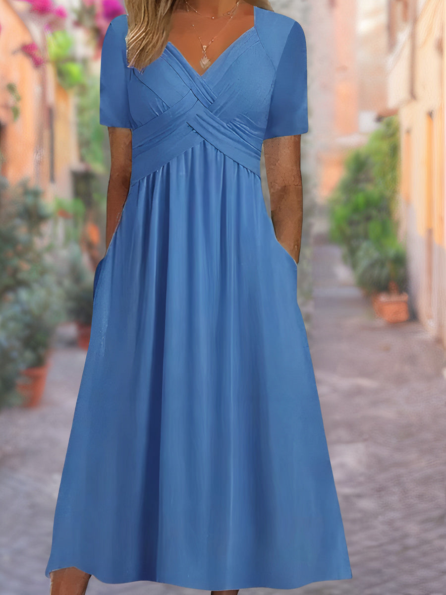 Sommerkleid Damen Regular Fit Freizeit V-Ausschnitt