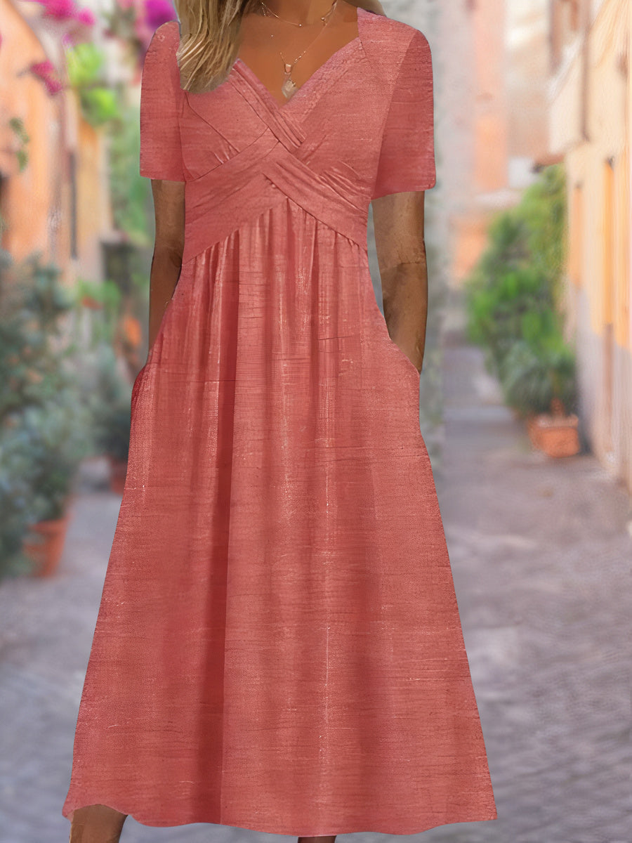 Sommerkleid Damen Regular Fit Freizeit V-Ausschnitt