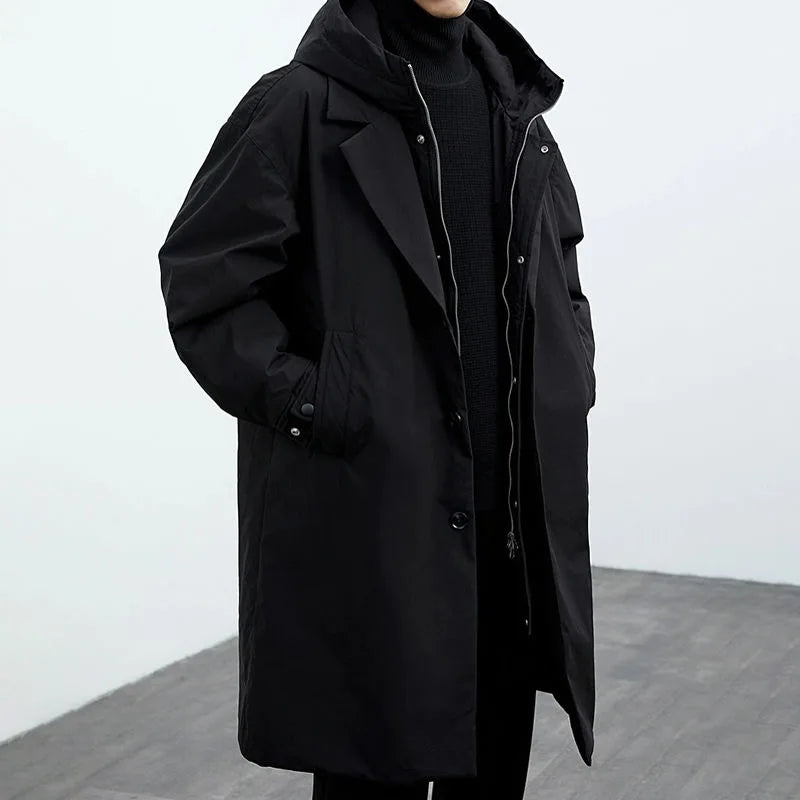 Langer Herren Wintermantel Relaxed Fit Winter Freizeit