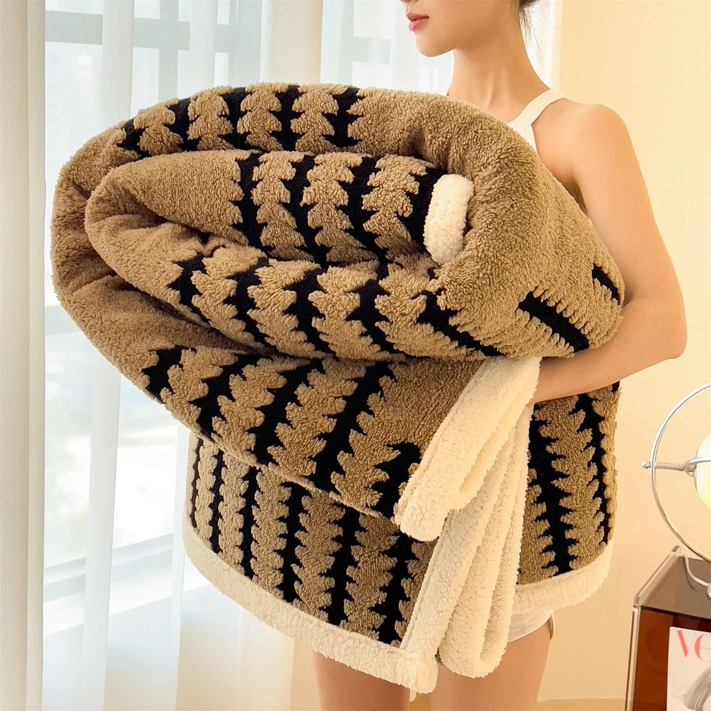Flauschige Decke mit Plüsch-Sherpa-Fleece