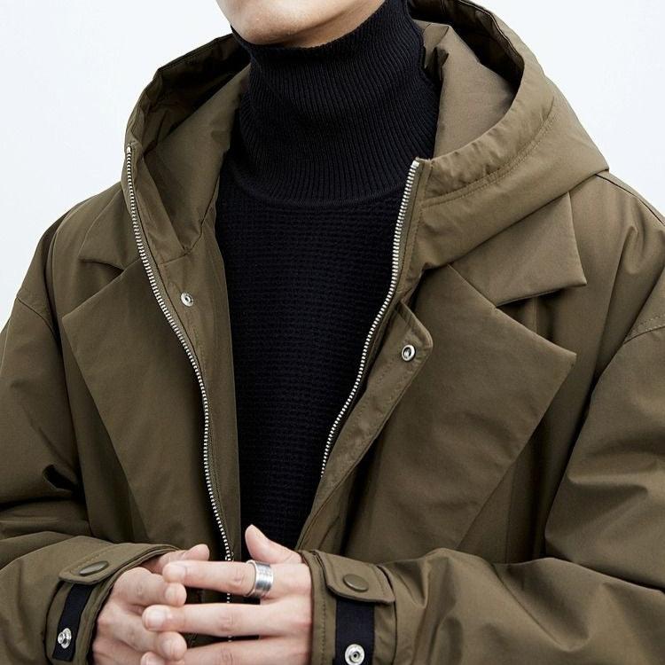 Langer Herren Wintermantel Relaxed Fit Winter Freizeit