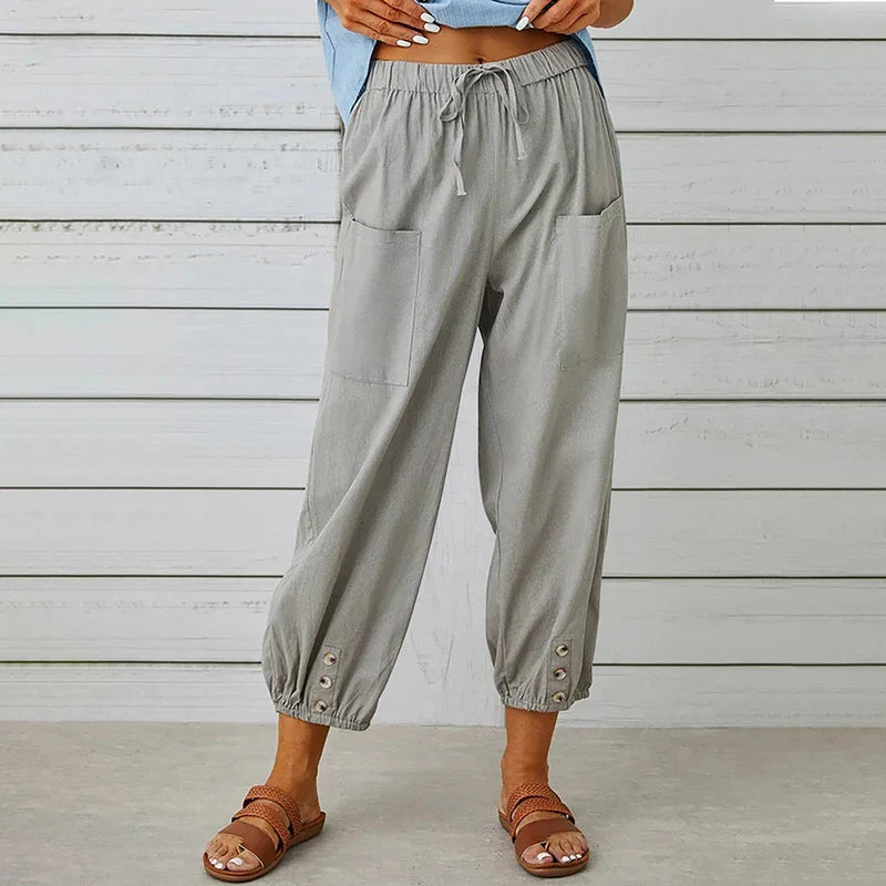 Damenhose Relaxed Fit Casual mit Taillenknoten und maritimem Stil