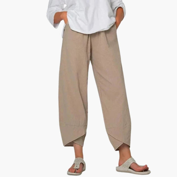 Schmal zulaufende Stoffhose Damen mit elastischem Bund für Alltag