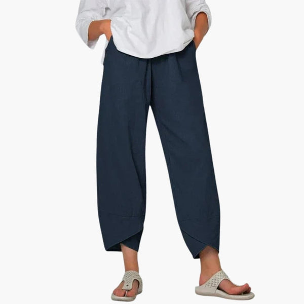 Schmal zulaufende Stoffhose Damen mit elastischem Bund für Alltag