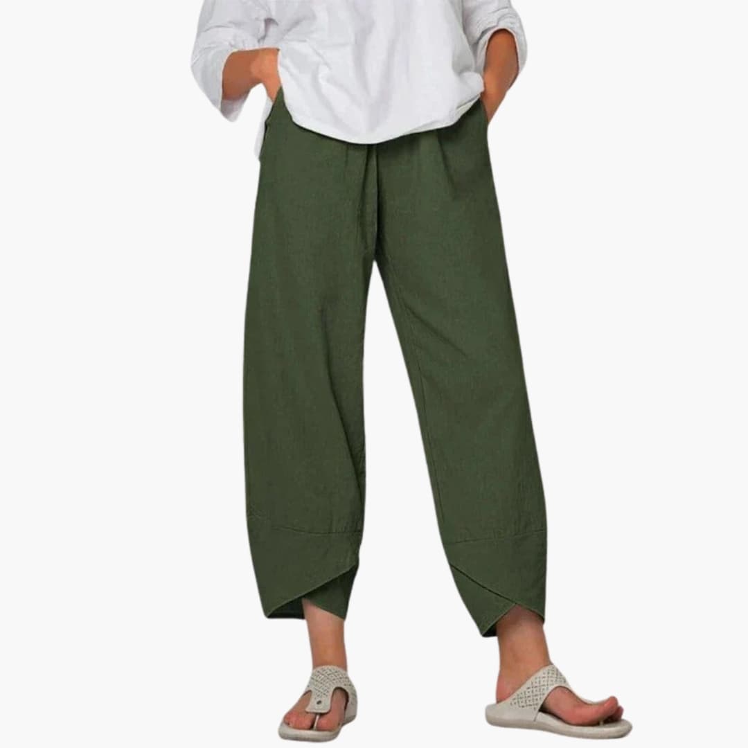 Schmal zulaufende Stoffhose Damen mit elastischem Bund für Alltag 2