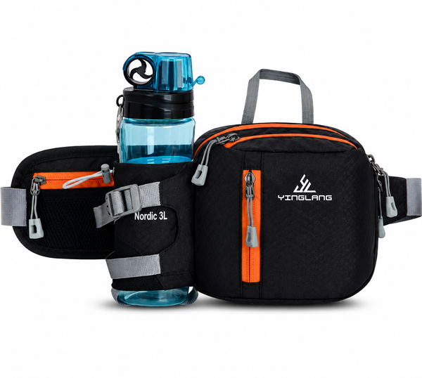 Laufgürteltasche für Outdoor-Sportler mit Flaschenhalter und Reißverschlusstaschen