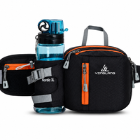 Ceinture de course pour sportifs de plein air avec porte-bouteille et poches zippées