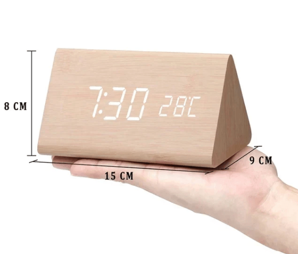 LED Nachttischlampe mit Holz & Uhr – Touch & Dimmbar | Tischlampe Schlafzimmer Modern