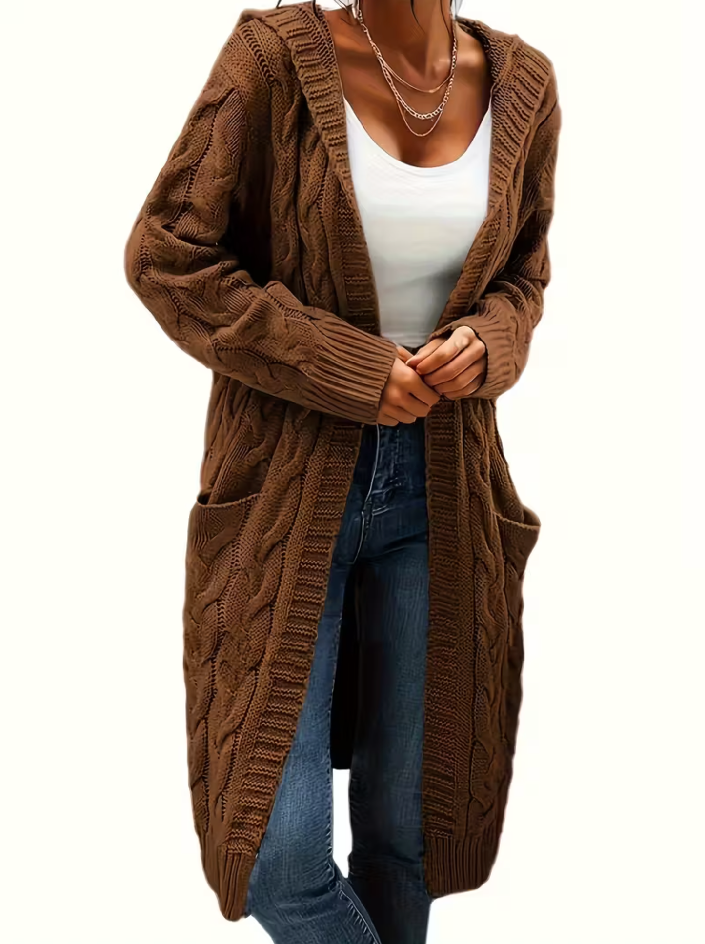 Damen Kapuzencardigan mit Taschen