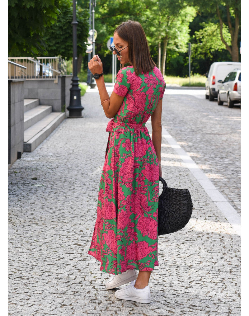 Maxikleid Damen Regular Fit Sommer Casual mit Blumenprint