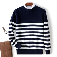 Pullover Damen Regular Fit Winter Casual Navy Gestreift