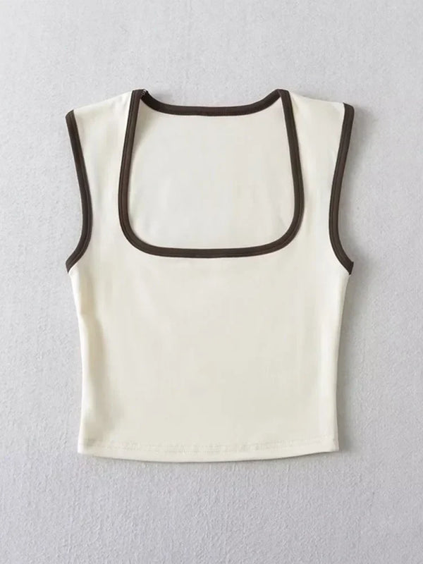 Crop Top Damen Slim Fit Casual Quadrat Ausschnitt