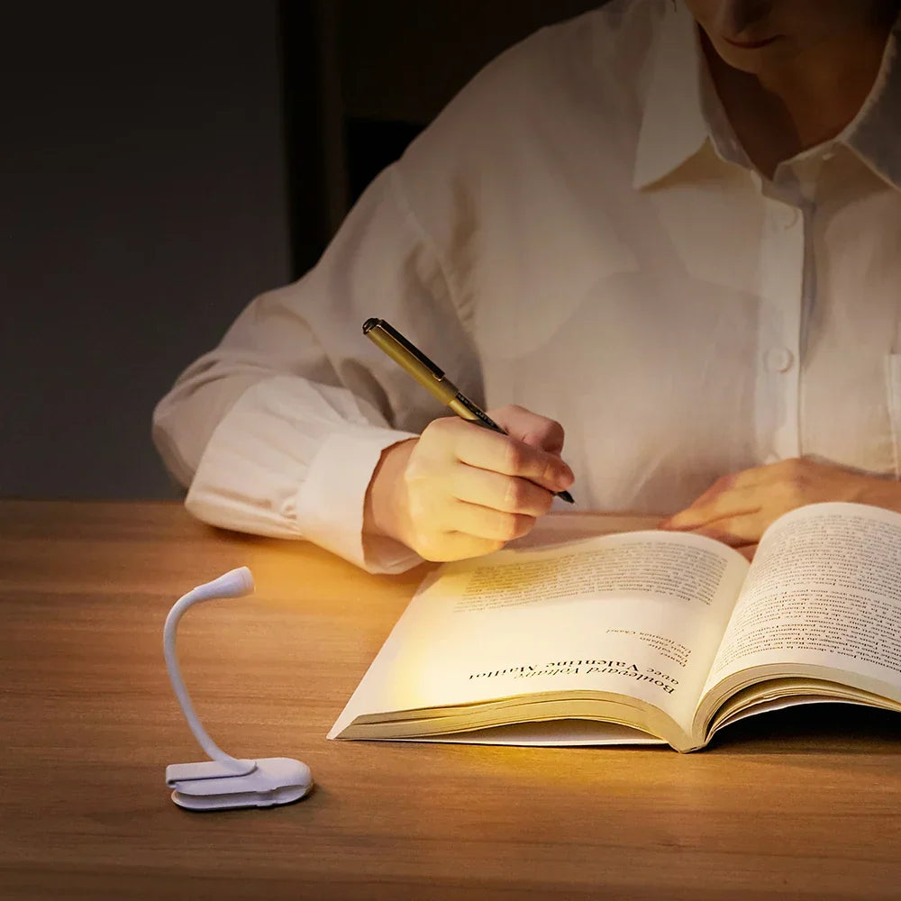 Buchlampe LED Dimmbar USB Tragbar Clip-On Leselicht