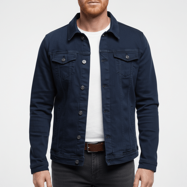 Taillierte Herren-Jeansjacke mit einzigartigem, handwerklichem Design