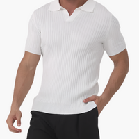 Polo Herren Gerippt Atmungsaktiv Freizeit Sommer