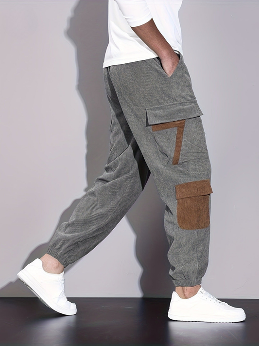 Lim - Herren Cordhose Cargo Jogger Relaxed Fit Freizeit