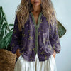 Damen Bluse Relaxed Fit Freizeit Blattmuster Knopfleiste
