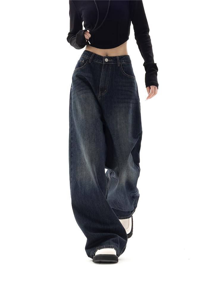 Vintage Boyfriend Jeans | Dunkelblaue Baggy Jeans mit Bequemer Passform | Lässiger Stil für Modische Outfits 0
